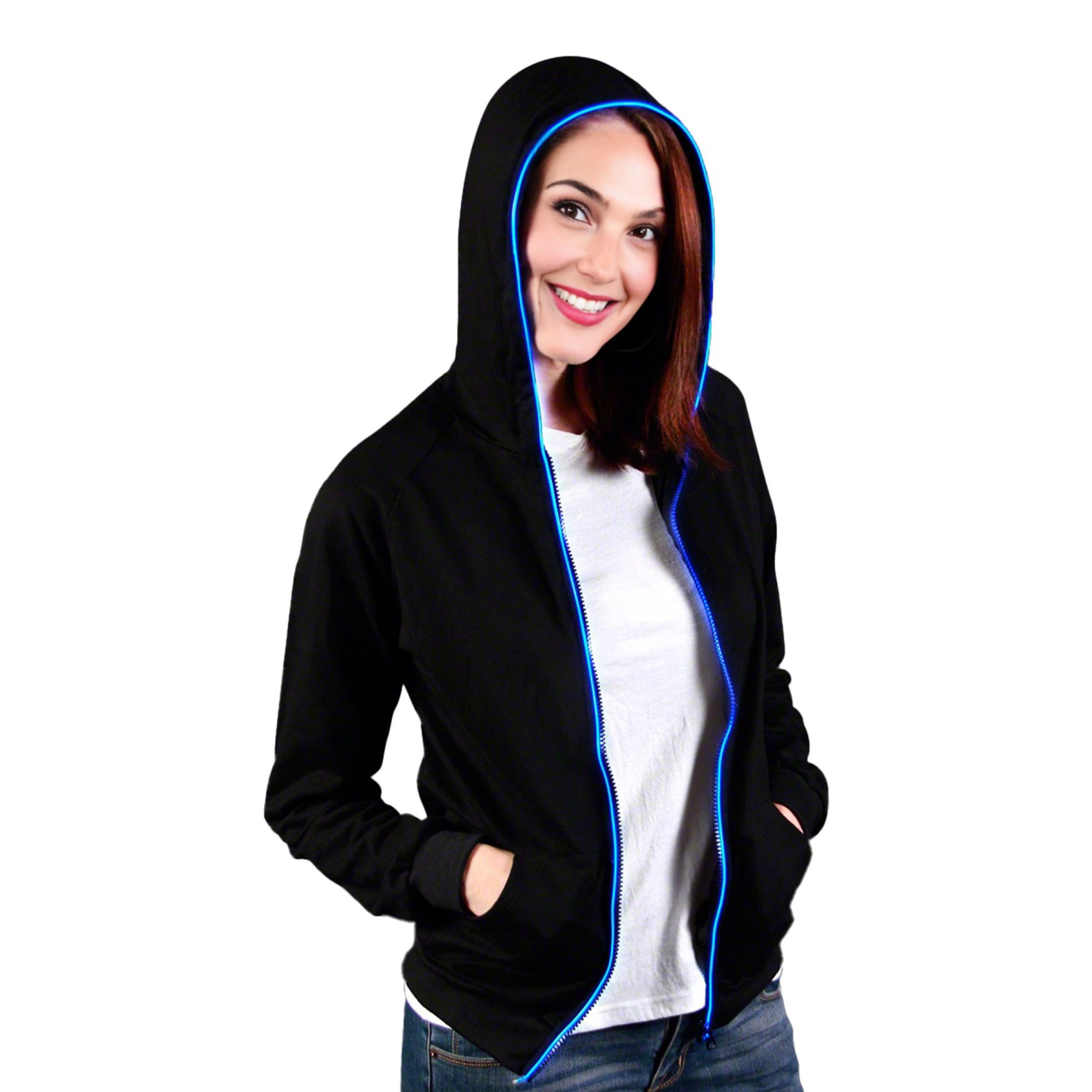 Electro Luminescent Zip Up Hoodie Blue Extra Large All Products 4