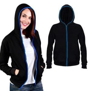 Electro Luminescent Zip Up Hoodie Blue Extra Large All Products