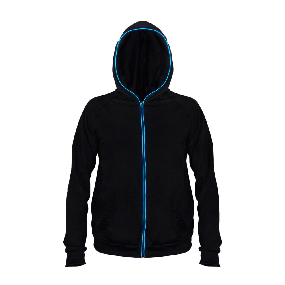 Electro Luminescent Zip Up Hoodie Blue Medium All Products 4