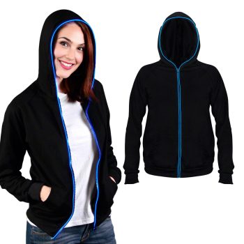 Electro Luminescent Zip Up Hoodie Blue Medium All Products