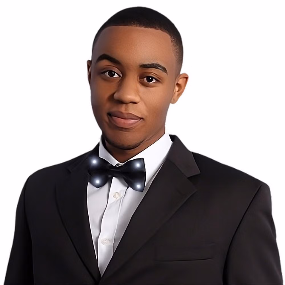 Black Bow Tie with White LED Lights All Products 3