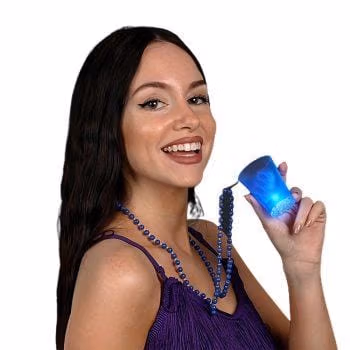 Light Up Blue Shot Glass on Blue Beaded Necklaces All Products