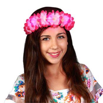 Light Up Hawaiian Lei Headband Pink Light Up Lei Headbands