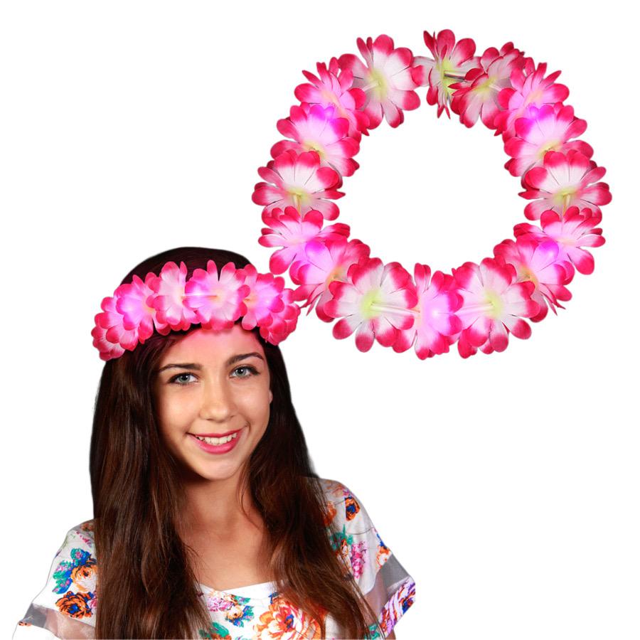 Light Up Hawaiian Lei Headband Pink All Products 6