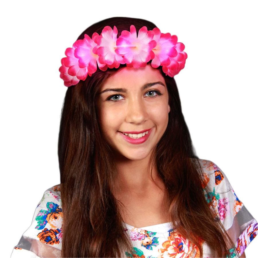 Light Up Hawaiian Lei Headband Pink All Products 7