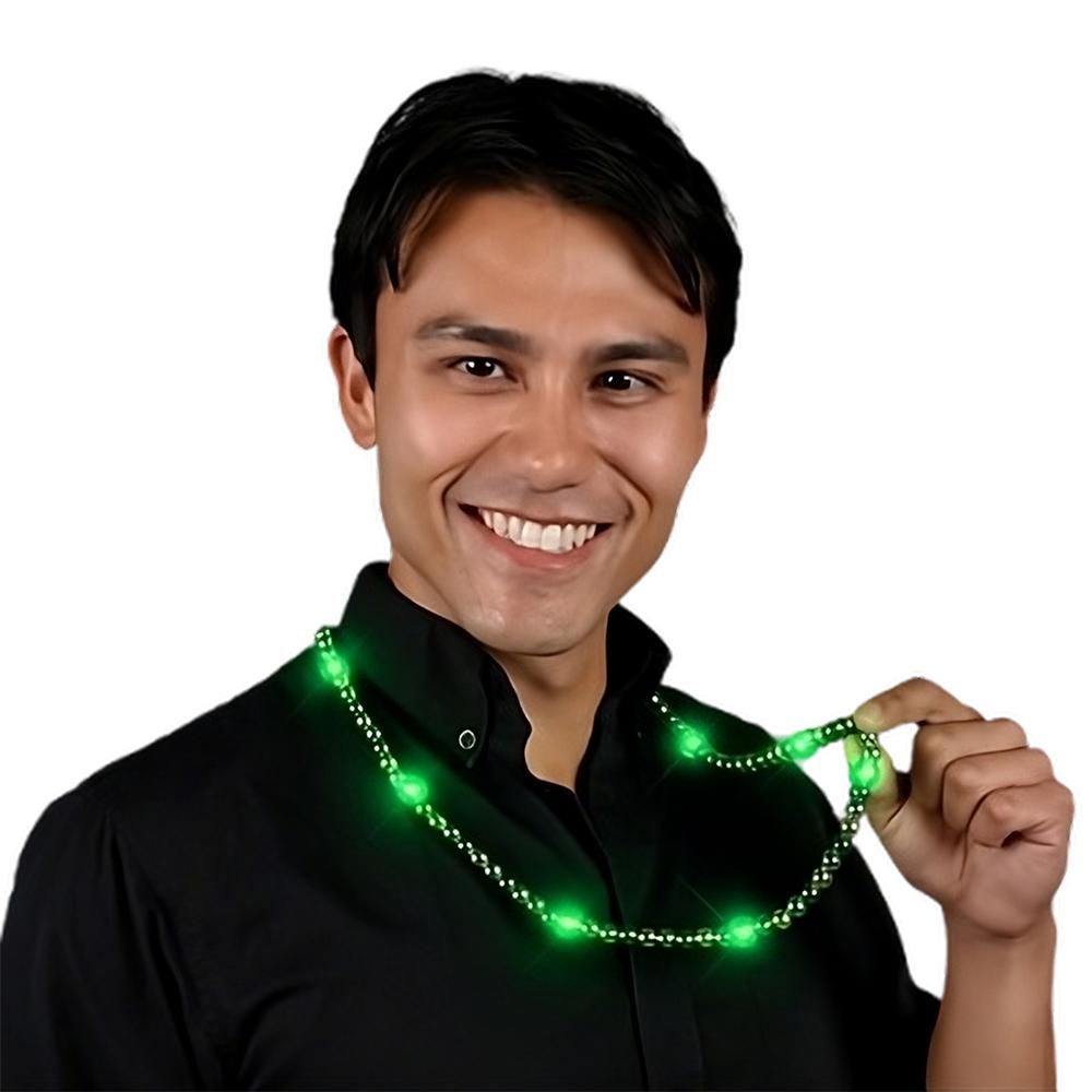 LED Necklace with Green and Gold Metallic Beads for St Patricks Day All Products 5