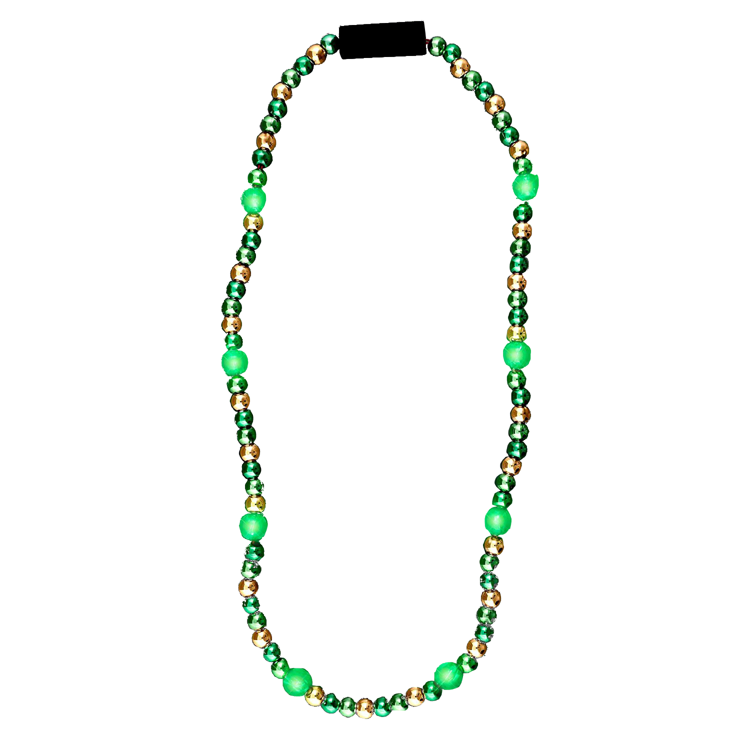 LED Necklace with Green and Gold Metallic Beads for St Patricks Day All Products 3