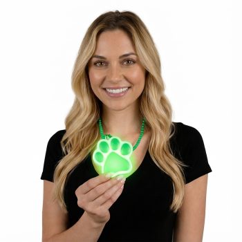 Light Up Green Paw Print Charm Necklace All Products 3