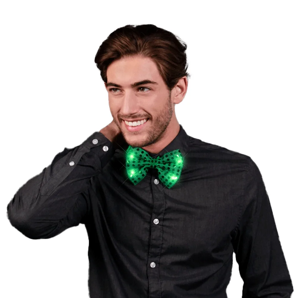 Green Sequin Bow Tie with Green LED Lights for St Patricks Day All Products 5