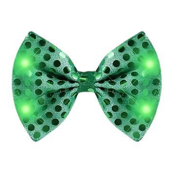 Green Sequin Bow Tie with Green LED Lights for St Patricks Day All Products