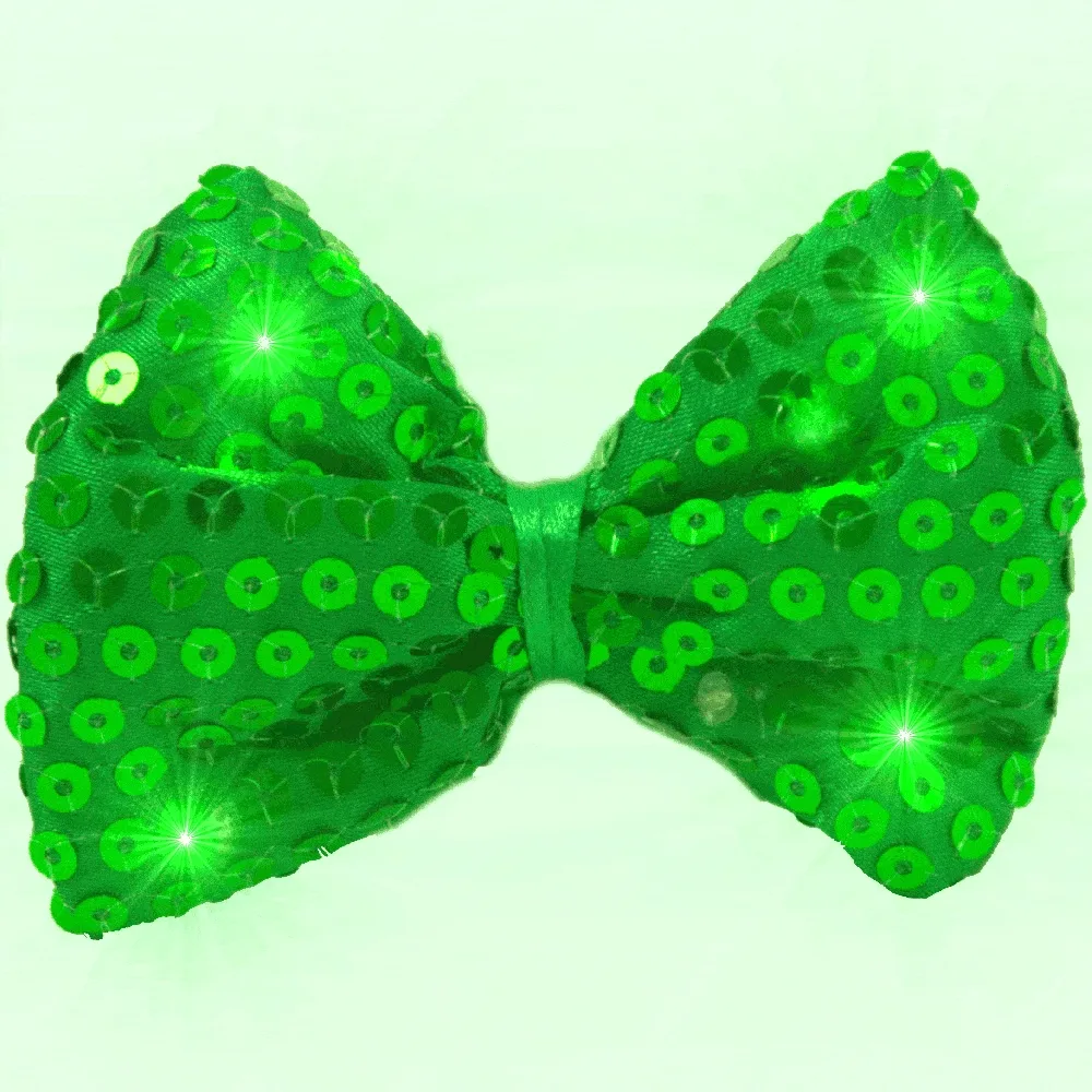Green Sequin Bow Tie with Green LED Lights for St Patricks Day All Products 4
