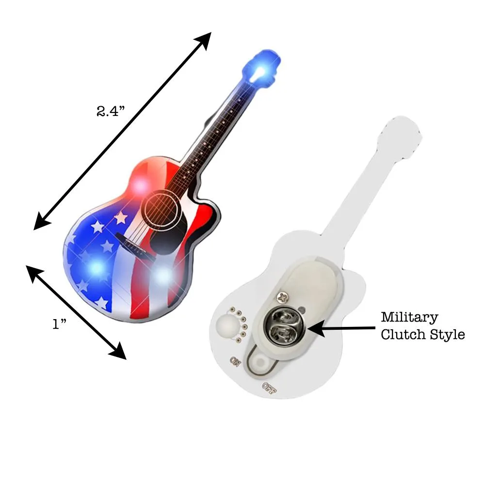 USA Guitar Flashing Body Light Lapel Pins 4th of July 5
