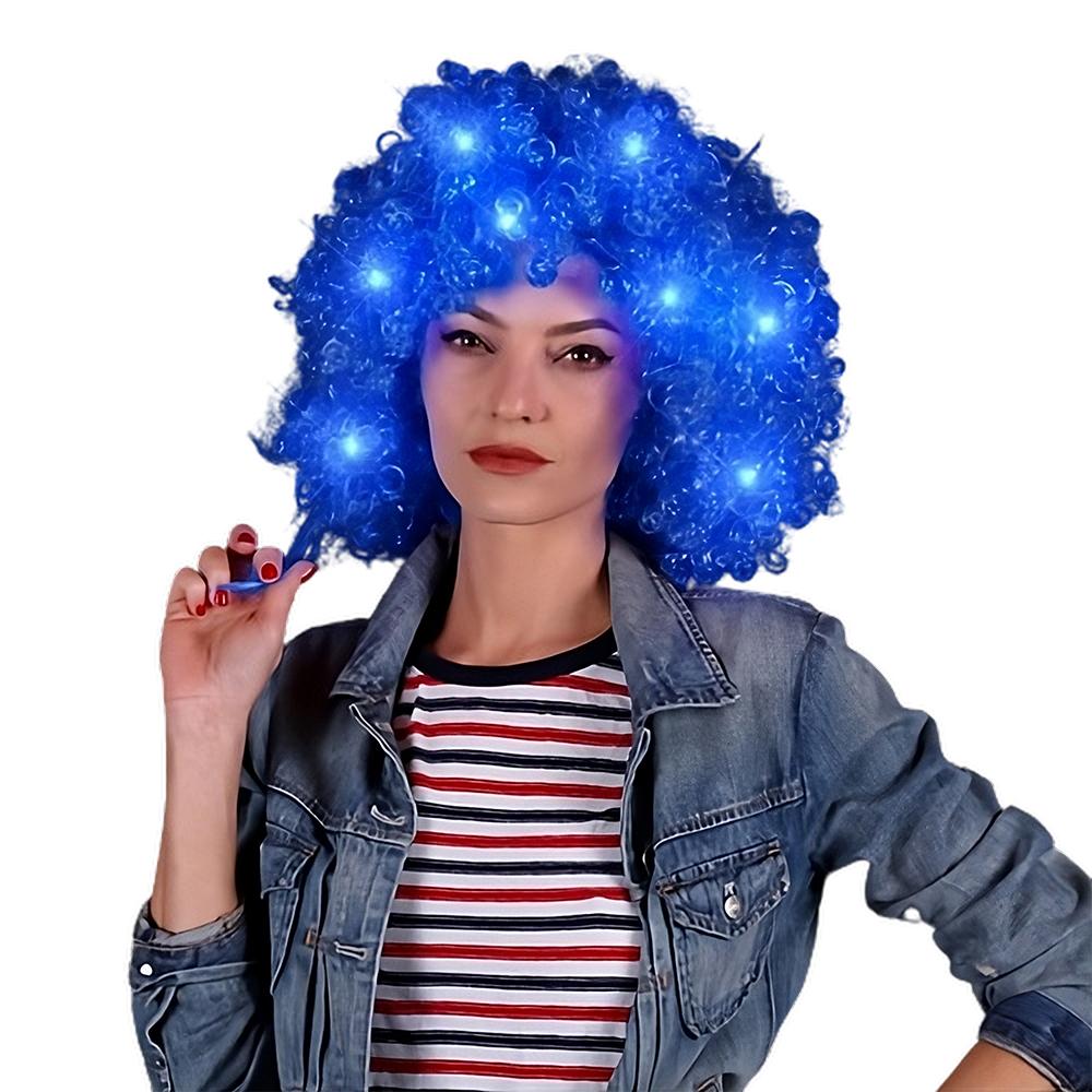 Blue Afro Wig with Flashing LEDs All Products 4