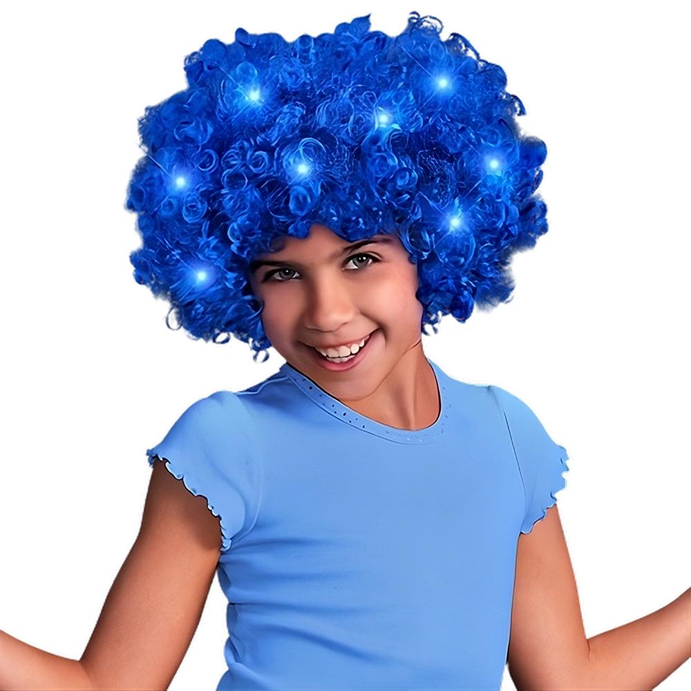 Blue Afro Wig with Flashing LEDs All Products 5