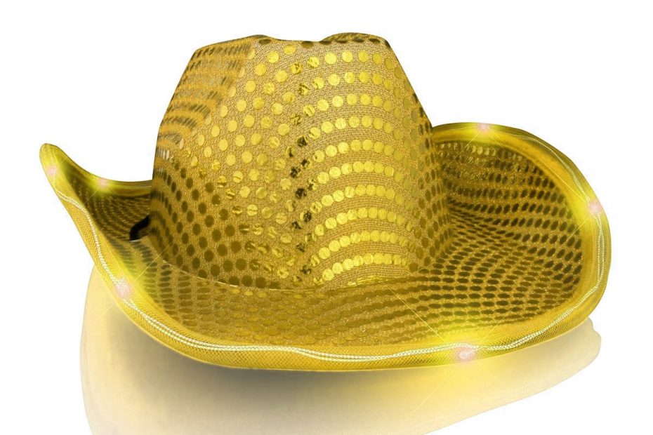 LED Flashing Cowboy Hat with Gold Sequins All Products
