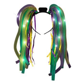 Purple Gold and Green Mardi Gras LED Noodle Headband Flashing Dreads All Products