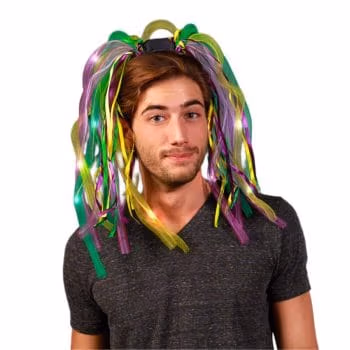 Purple Gold and Green Mardi Gras LED Noodle Headband Flashing Dreads All Products 3