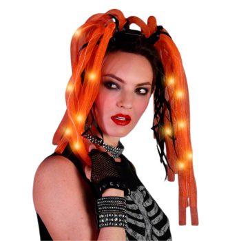 Orange LED Noodle Headband Flashing Dreads Halloween Headwear
