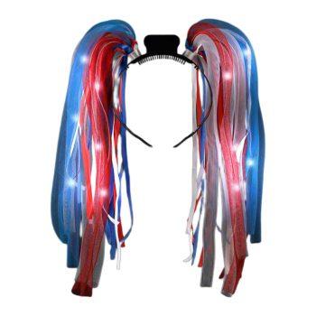Red White Blue Noodle Headband Flashing Dreads Rainbow Multicolor