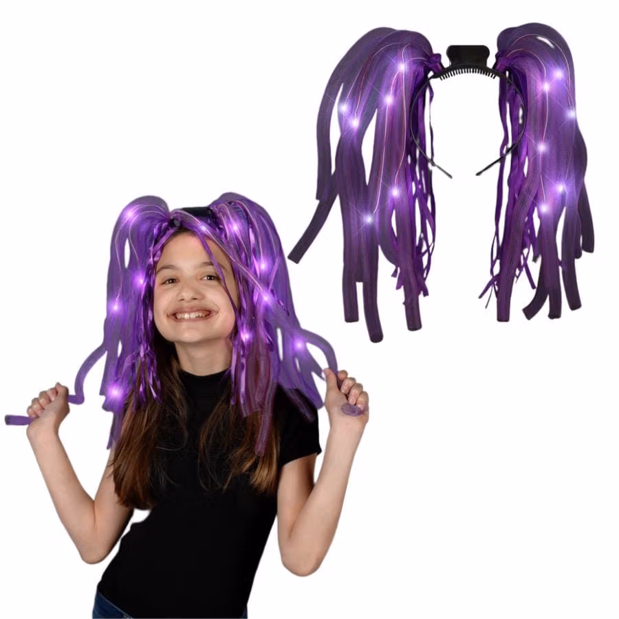 Purple LED Noodle Headband Flashing Dreads Halloween Headwear 5