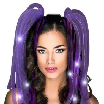 Purple LED Noodle Headband Flashing Dreads Halloween Headwear