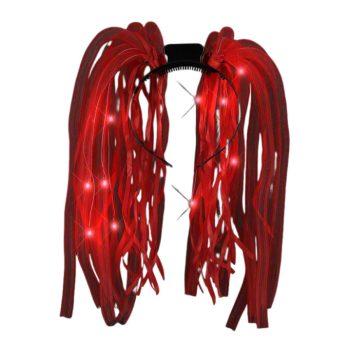 Red LED Noodle Headband Flashing Dreads Red