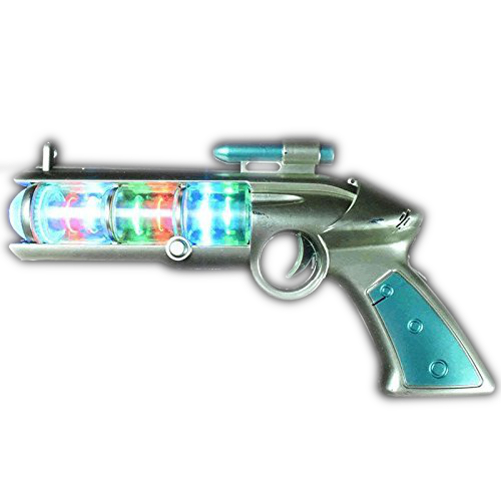 2 METALLIC OUTERSPACE SPIN BALL GUN toy lightup pistol flashing lights new light 