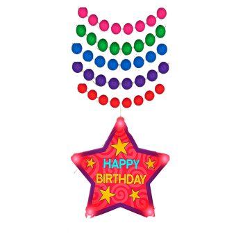 Huge Happy Birthday Star Assorted Beaded Necklace Rainbow Multicolor
