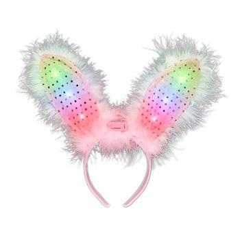LED Light Up Bunny Ears Rainbow Multicolor