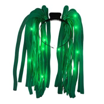 Green LED Noodle Headband Flashing Dreads St Patrick’s Light Up Headwear