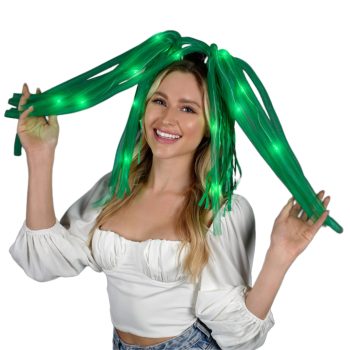 Green LED Noodle Headband Flashing Dreads Bachelorette Party Headware