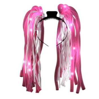 Pink LED Noodle Headband Flashing Dreads Pink