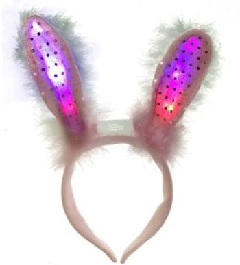 LED Light Up Bunny Ears Rainbow Multicolor