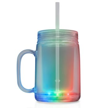 LED Mason Jar Travel Mug Rainbow Multicolor