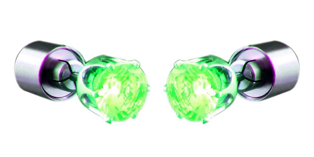 LED Faux Diamond Pierced Earrings Green All Products