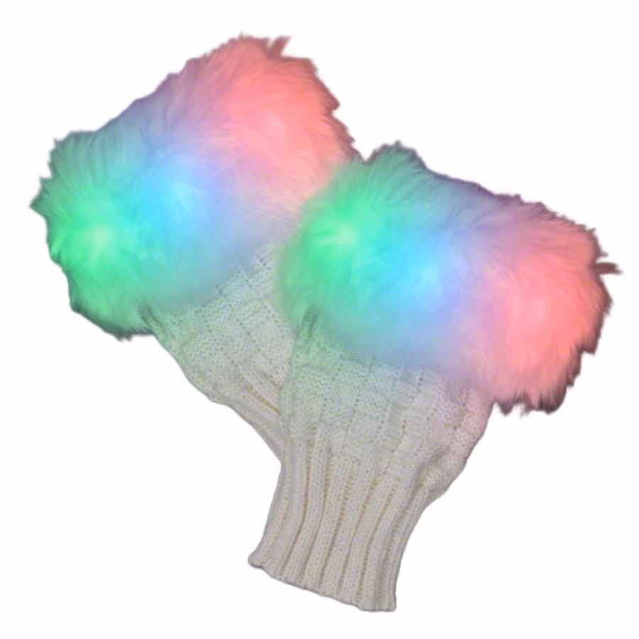 Faux Fur LED Fingerless Gloves All Products 6