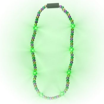 Flashing Mardi Gras Beaded Necklace Flashing Rainbow Multicolor