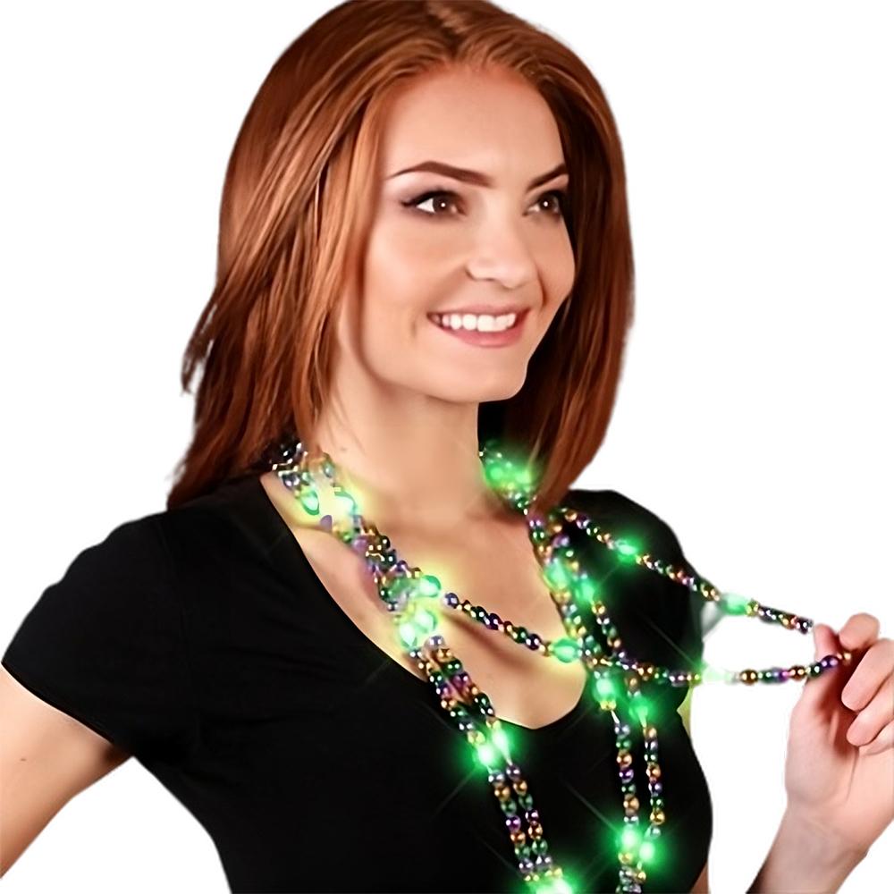 Flashing Mardi Gras Metallic Beaded Necklace All Products 5