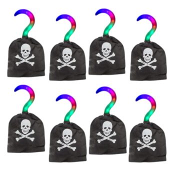 Pirate Hook with Multi function LEDs Pack of 8 Halloween Light Up Accessories
