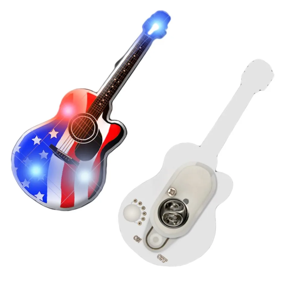 USA Guitar Flashing Body Light Lapel Pins 4th of July 6