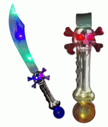 Crystal Skull Pirate Scimitar Sword Halloween Light Up Swords