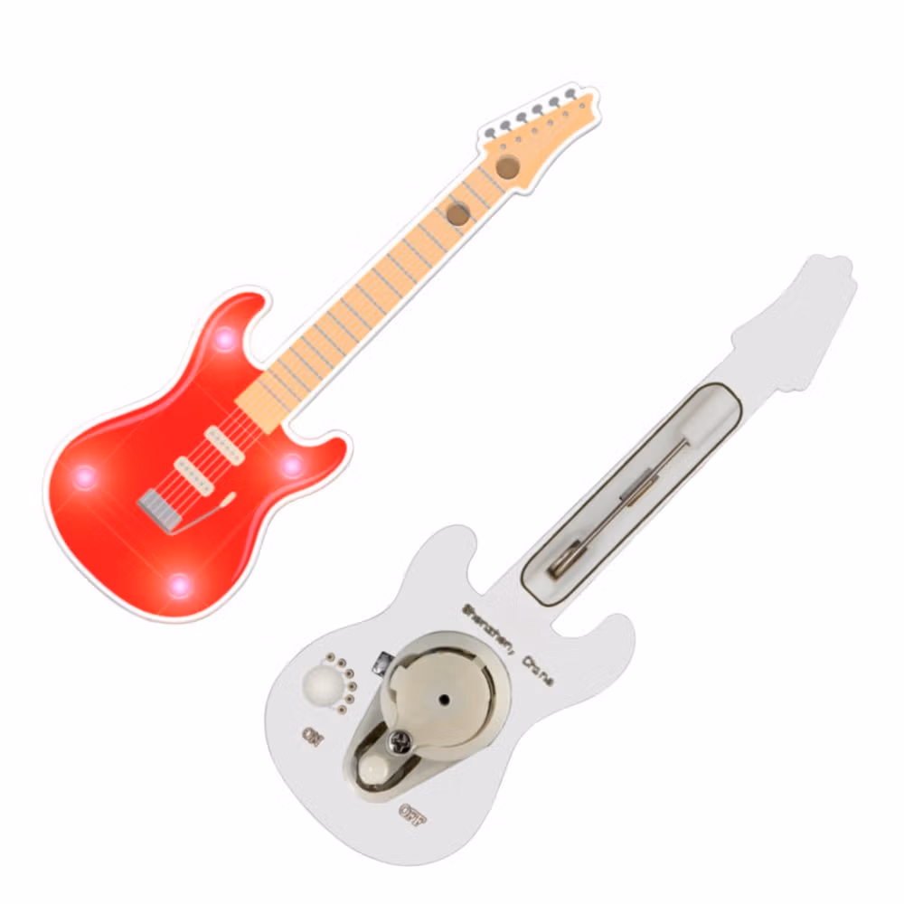 Red Guitar Flashing Body Light Lapel Pins All Products 6