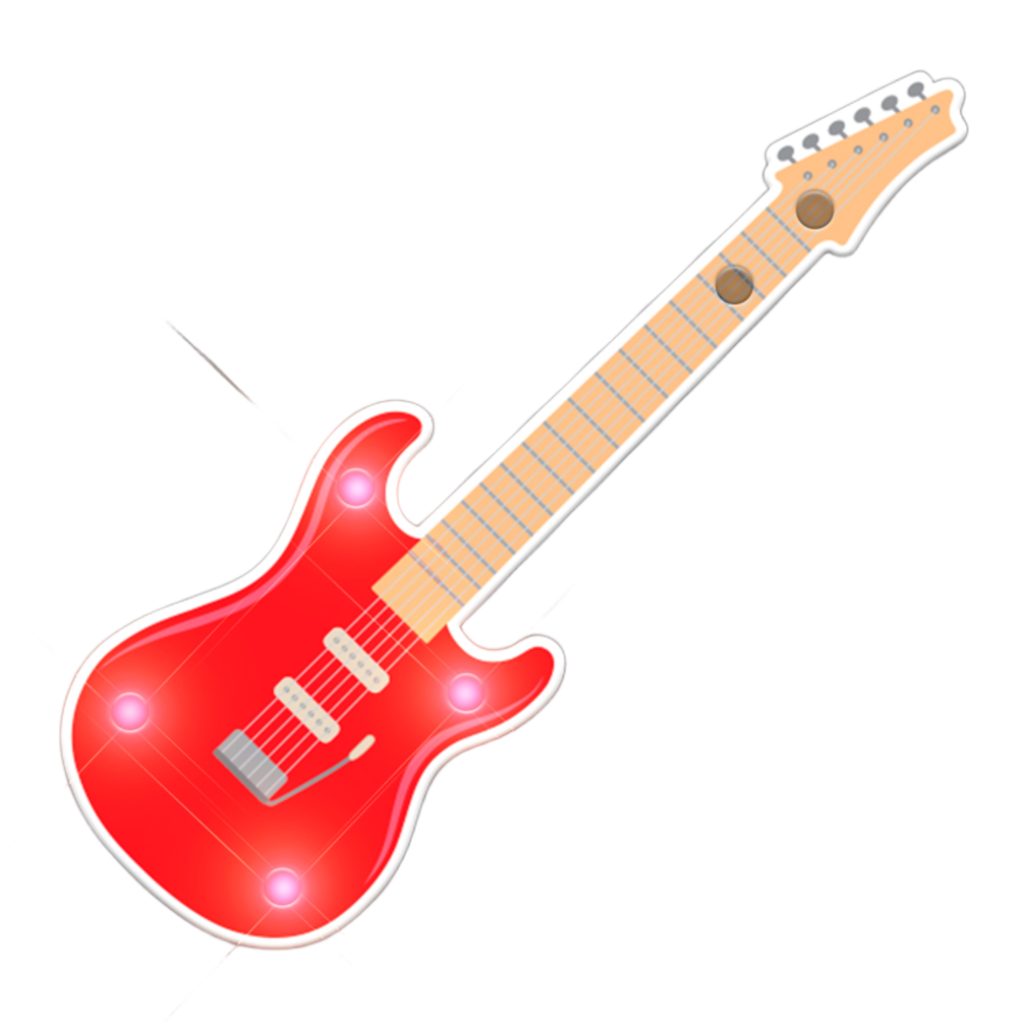 Red Guitar Flashing Body Light Lapel Pins | Best Glowing Party Supplies