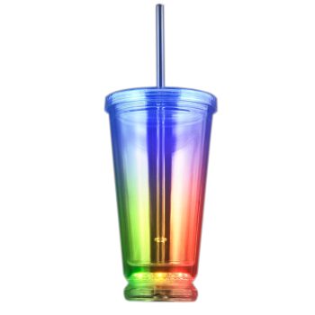 Large Double Wall LED To Go Tumbler Multicolored Rainbow Multicolor