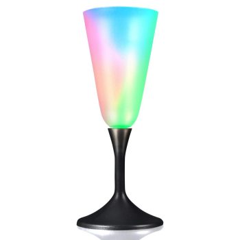 LED Frosted Champagne Glass with Black Base Rainbow Multicolor