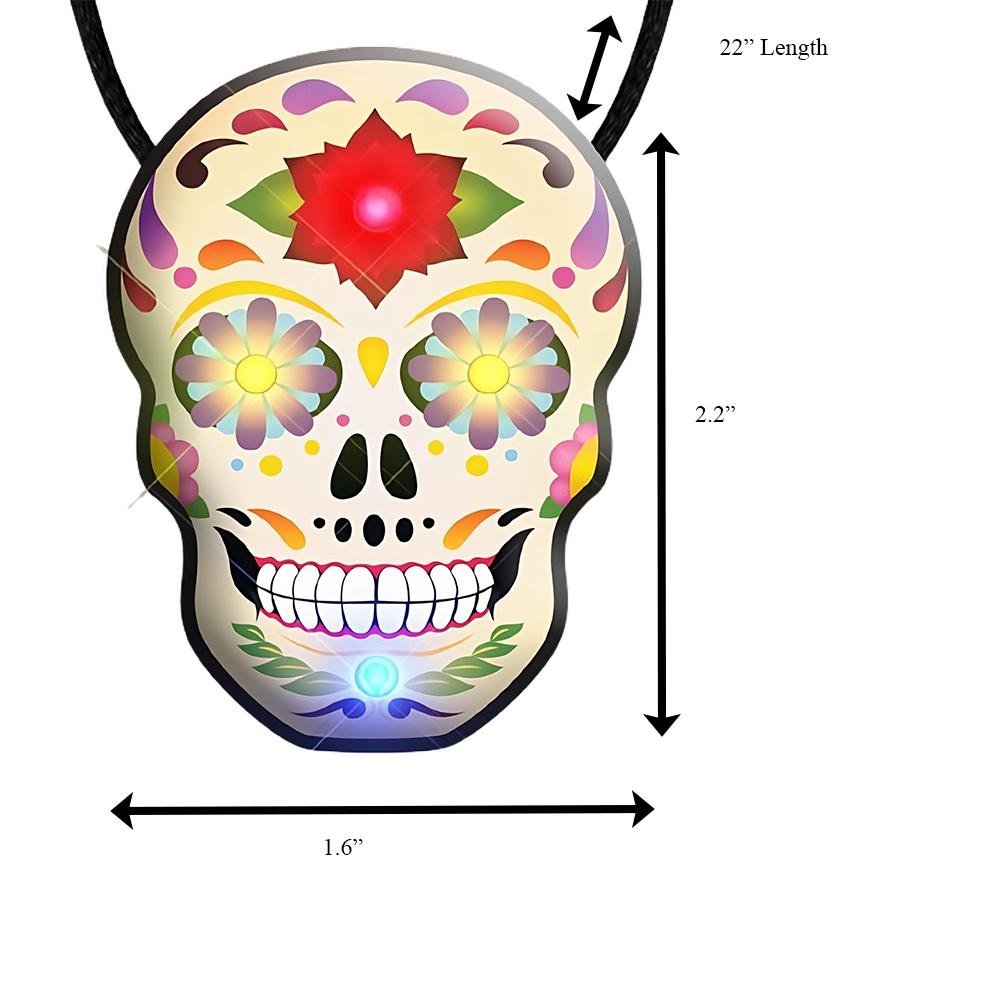 Day of the Dead Skull Flashing Body Light Necklace All Products 5