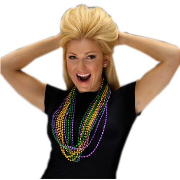 Purple Gold and Jade Disco Bead Mardi Gras Necklace Pack of 12 All Products