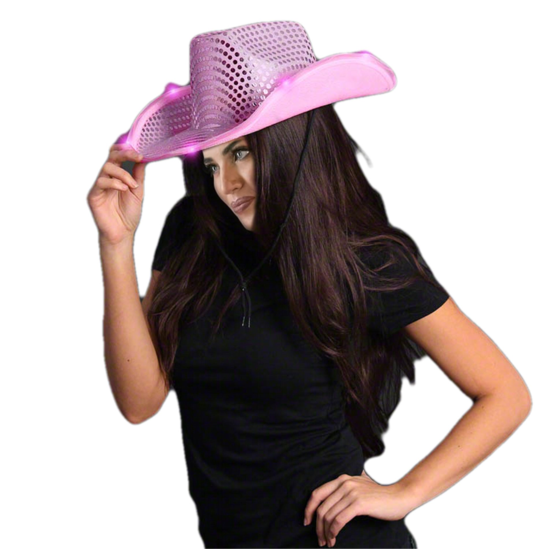 LED Flashing Cowboy Hat with Pink Sequins All Products 3