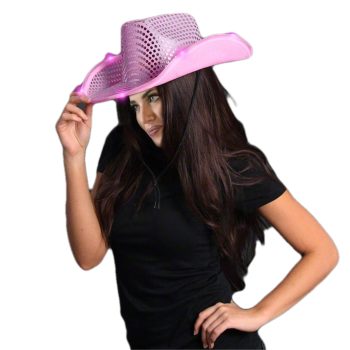 LED Flashing Cowboy Hat with Pink Sequins All Products