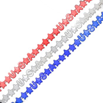 Red White and Blue USA Stars Necklace Pack of 12 4th of July